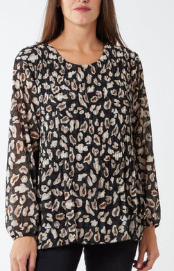 Leopard Print Pleated Top