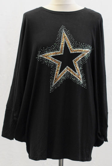 Star Motif Batwing Top