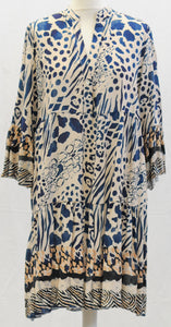 Safari Print Dress With Abalone Buttons