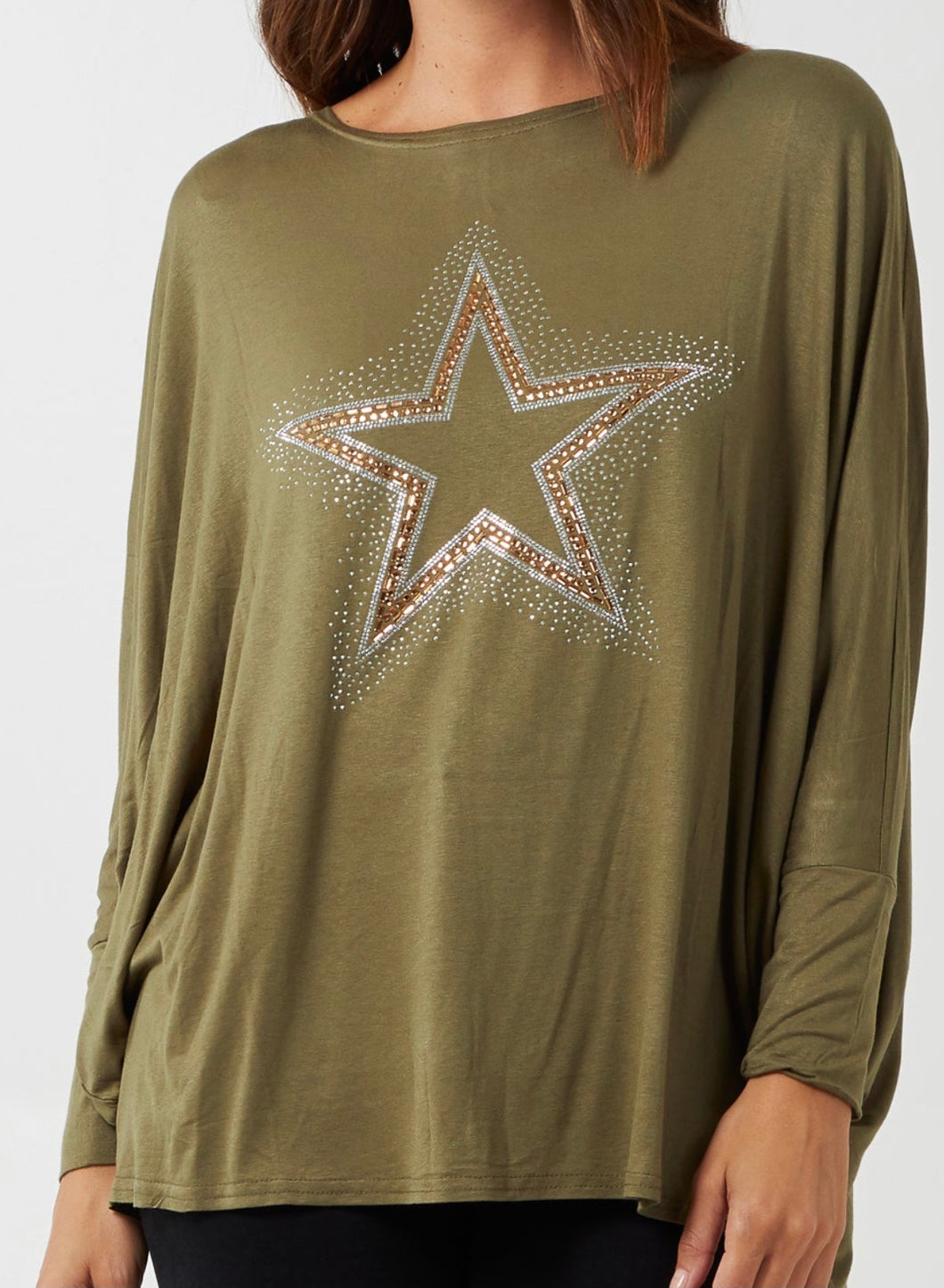 Star Motif Batwing Top