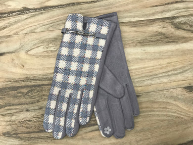 Chequered Sparkle Gloves With Finger Pad