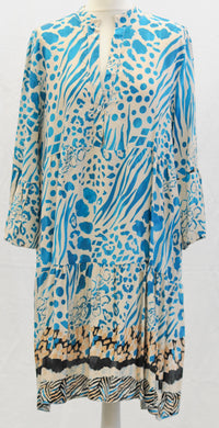 Safari Print Dress With Abalone Buttons